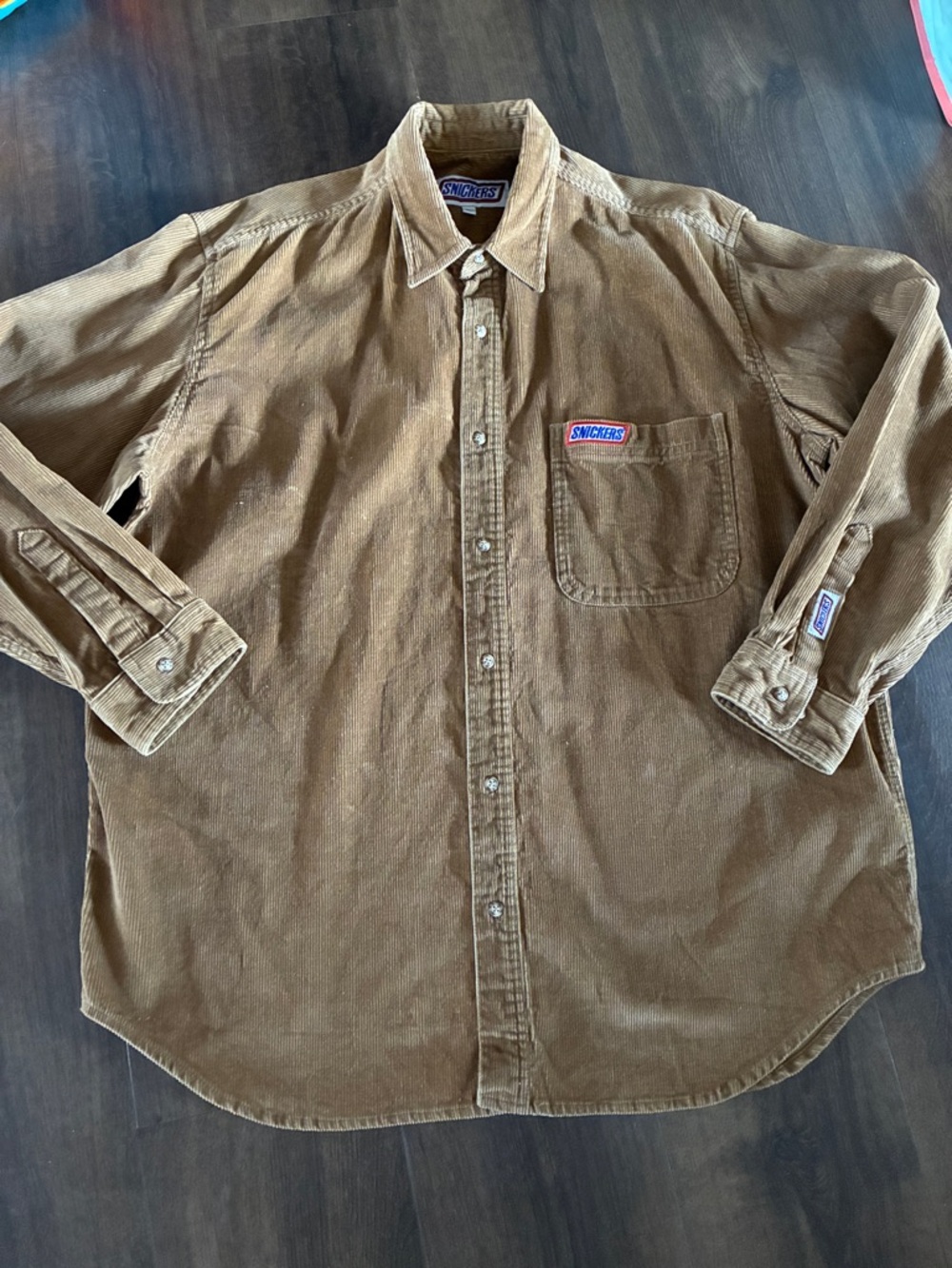 Vintage Snickers Corduroy Button Down Shirt XL Brown Workwear Promo Shirt